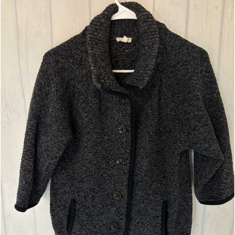 Talbots cardigan Sweater gray black womens size small buttons business …